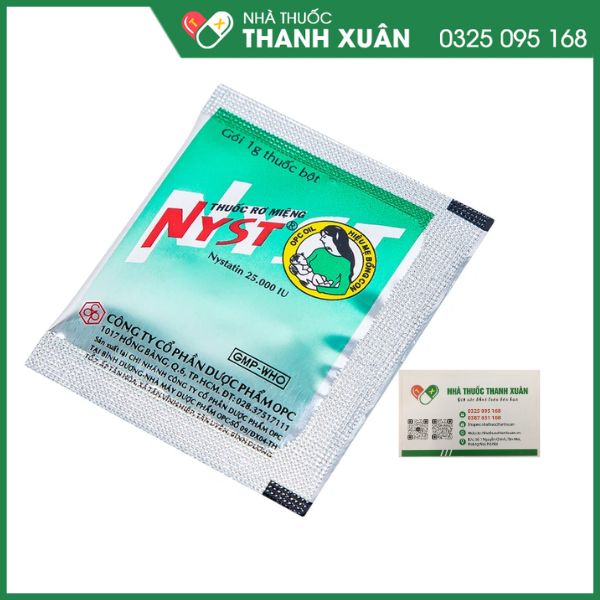 Thuốc bột rơ miệng Nyst trị bệnh Candida miệng (10 gói x 1g thuốc bột)